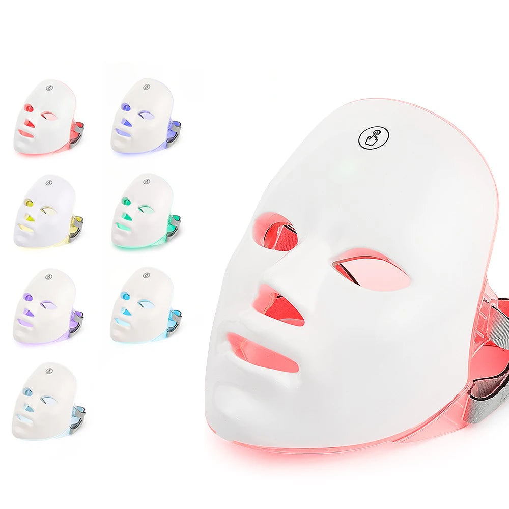 Rechargeable 7-Color LED Facial Mask – Photon Therapy for Skin Rejuvenation, Anti-Aging & Acne Care