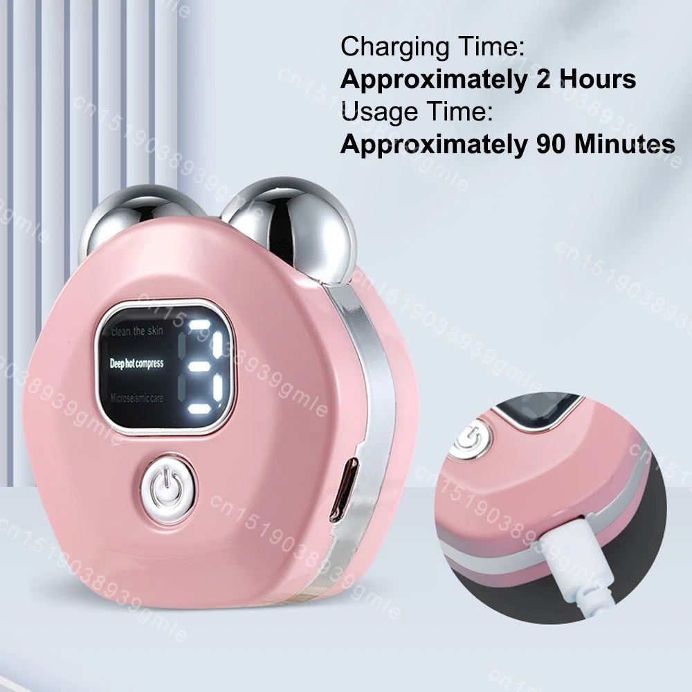 Facial Massager Microcurrent Roller Vibration - Neck and Face Lifting Device