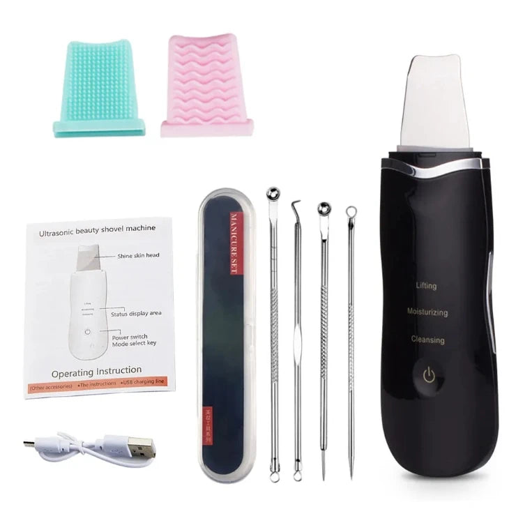 Electric Ultrasonic Skin Scrubber – Facial Spatula for Blackhead Removal, Peeling & Lifting Cleansing