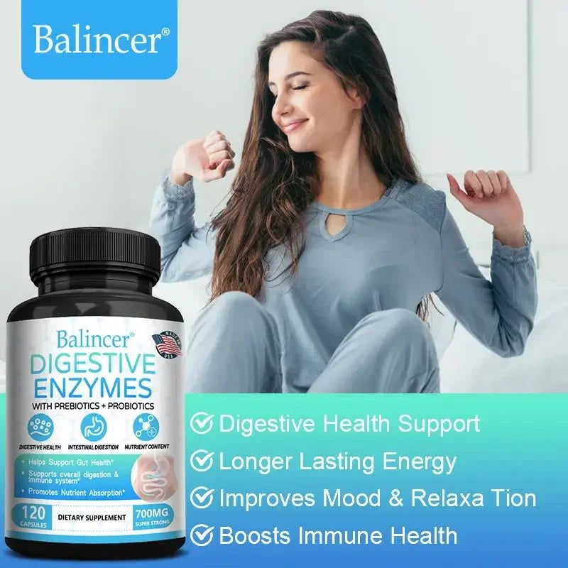 Digestive Enzyme Supplement with Prebiotics & Probiotics – Supports Digestion and Immune Health for Adults