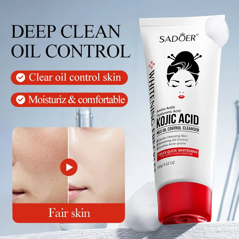 Kojic Acid Facial Cleanser – Gentle Oil Control & Deep Moisturizing Face Wash (100ml)