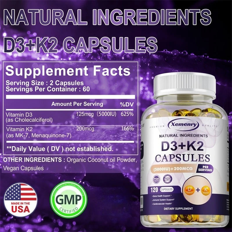 Vitamin D3 5000IU and 200 Mcg Vitamin K2 (MK-7)