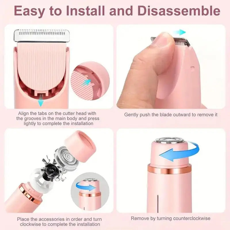 Portable Double-Head Electric Shaver for Women – USB Rechargeable, Washable Travel Razor