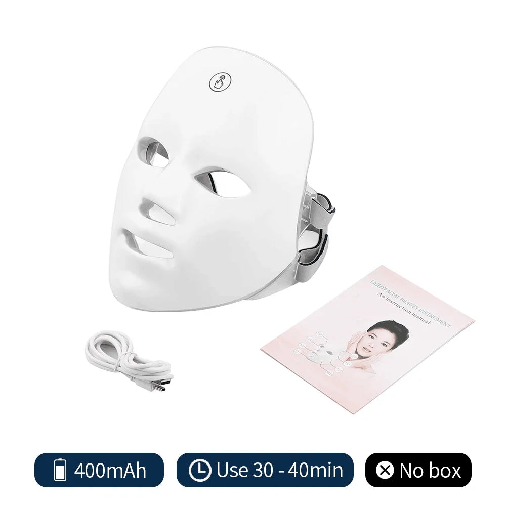 Rechargeable 7-Color LED Facial Mask – Photon Therapy for Skin Rejuvenation, Anti-Aging & Acne Care