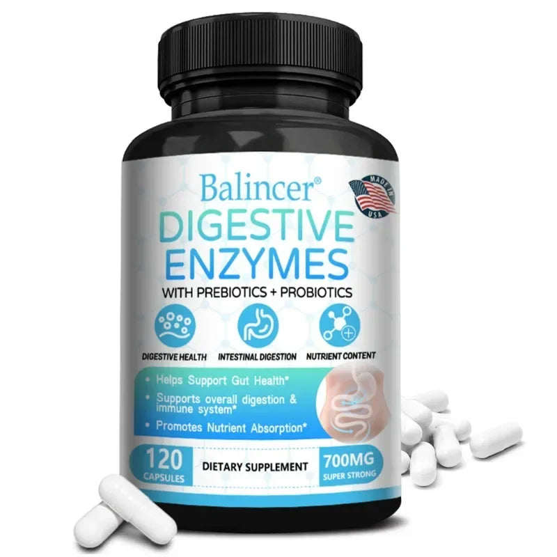 Digestive Enzyme Supplement with Prebiotics & Probiotics – Supports Digestion and Immune Health for Adults