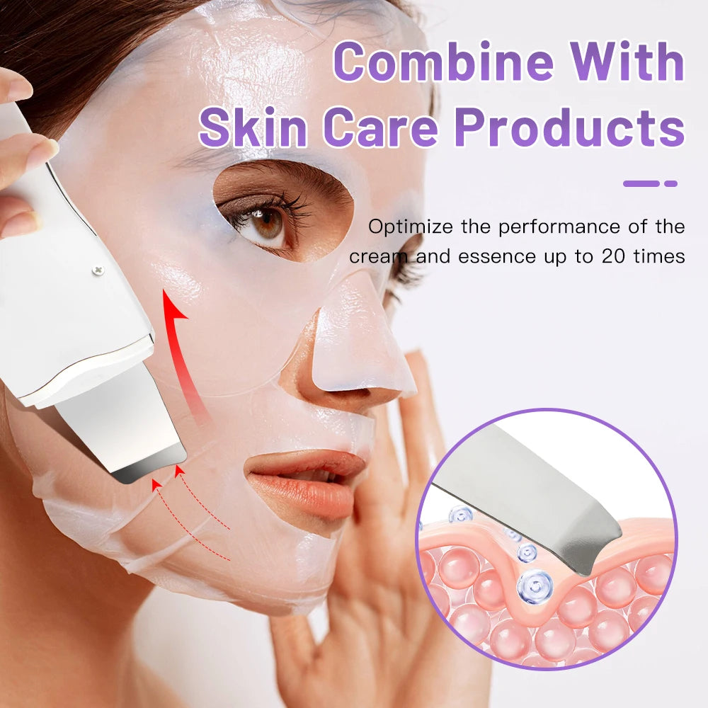Electric Ultrasonic Skin Scrubber – Facial Spatula for Blackhead Removal, Peeling & Lifting Cleansing