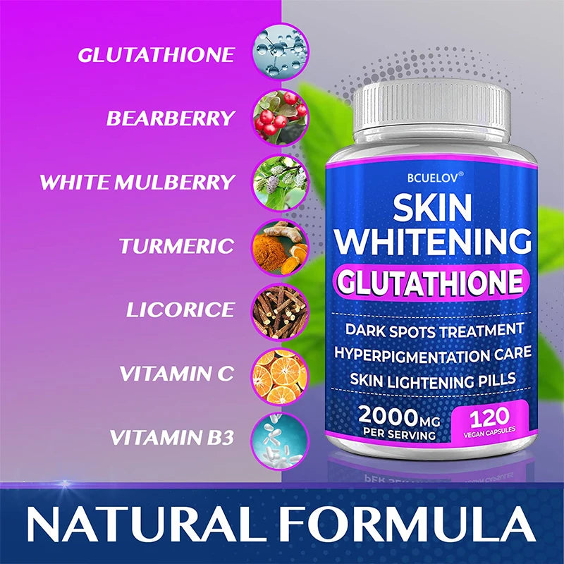 Turmeric Bearberry Vitamin Glutathione Skin Lightening Pills - 2000 mg