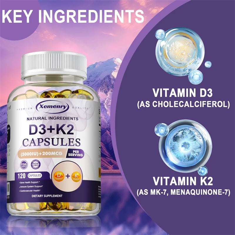 Vitamin D3 5000IU and 200 Mcg Vitamin K2 (MK-7)