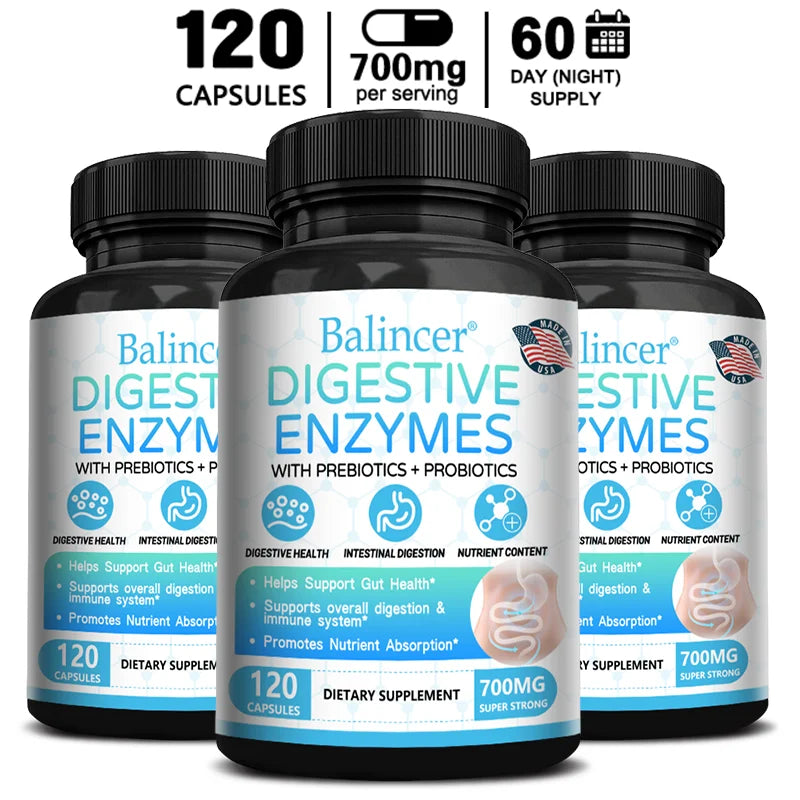 Digestive Enzyme Supplement with Prebiotics & Probiotics – Supports Digestion and Immune Health for Adults