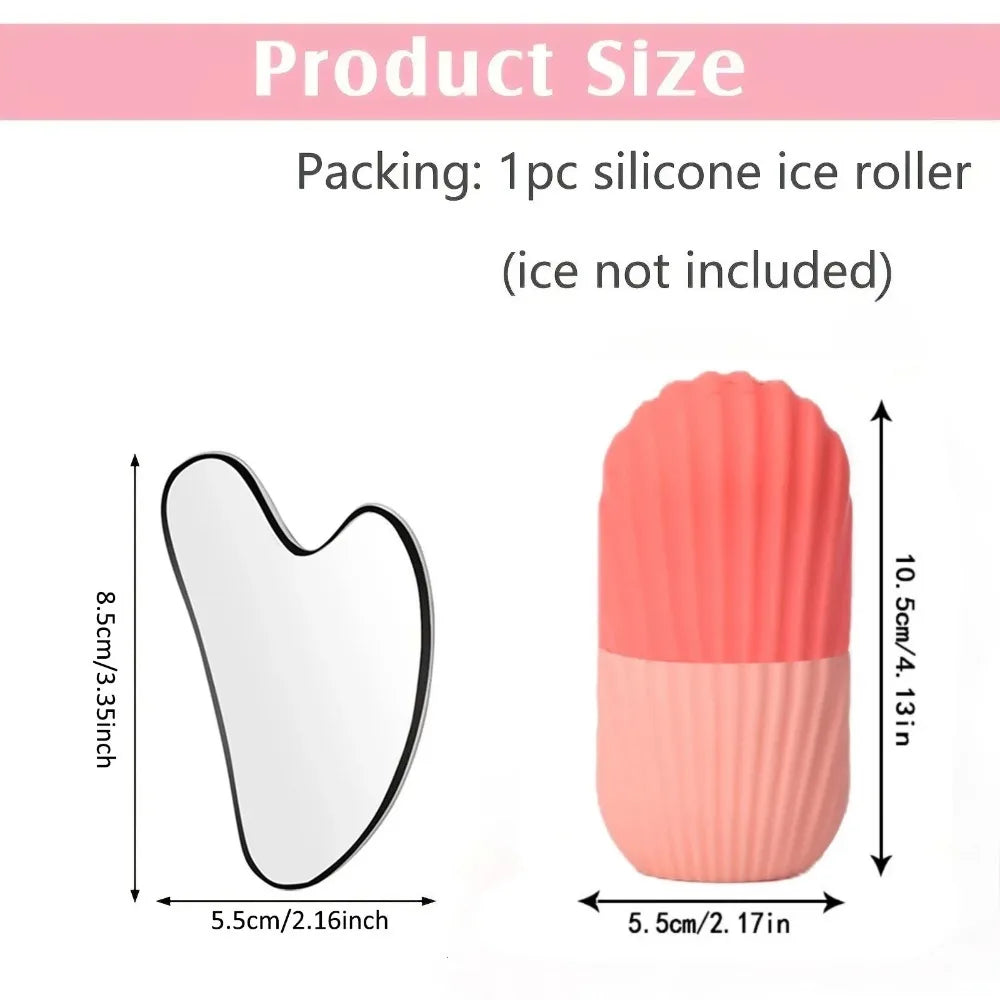 1–3PCS Ice Face Roller & Stainless Steel Gua Sha Set – Facial Massage & Lifting Tools for Skin Care