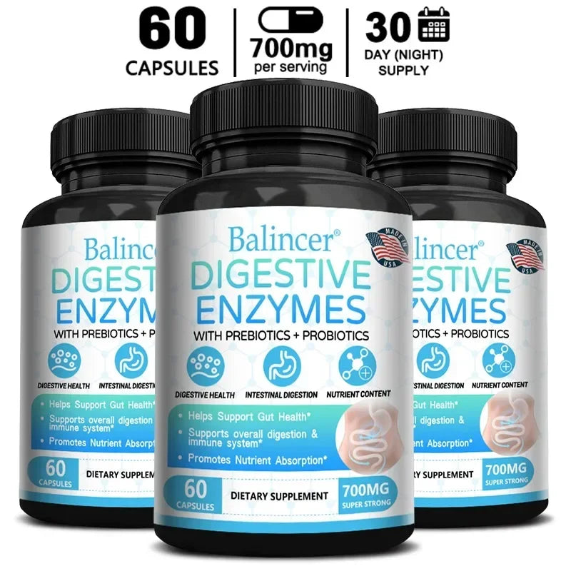 Digestive Enzyme Supplement with Prebiotics & Probiotics – Supports Digestion and Immune Health for Adults
