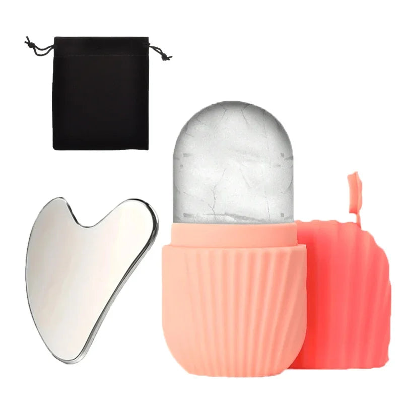 1–3PCS Ice Face Roller & Stainless Steel Gua Sha Set – Facial Massage & Lifting Tools for Skin Care