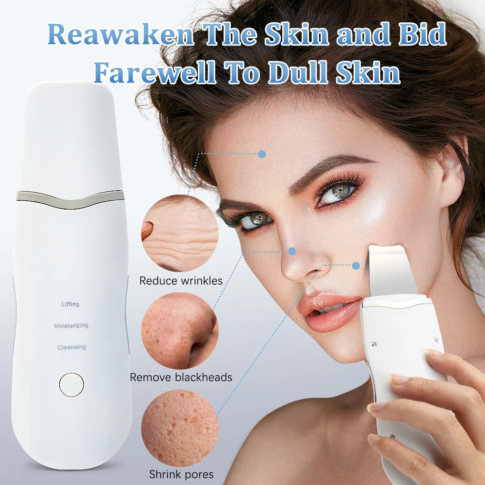 Electric Ultrasonic Skin Scrubber – Facial Spatula for Blackhead Removal, Peeling & Lifting Cleansing