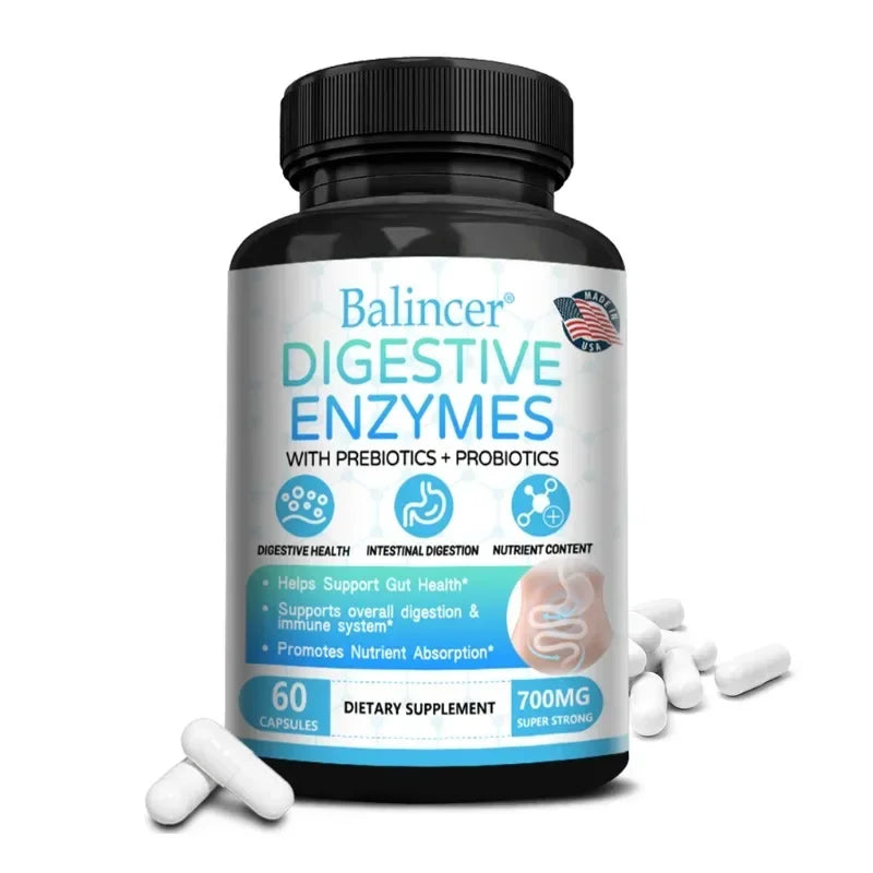 Digestive Enzyme Supplement with Prebiotics & Probiotics – Supports Digestion and Immune Health for Adults
