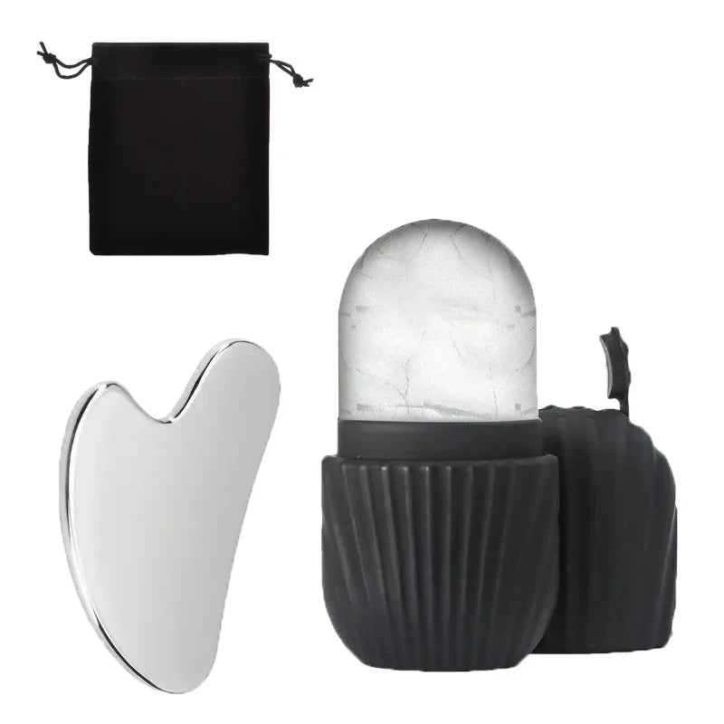 1–3PCS Ice Face Roller & Stainless Steel Gua Sha Set – Facial Massage & Lifting Tools for Skin Care