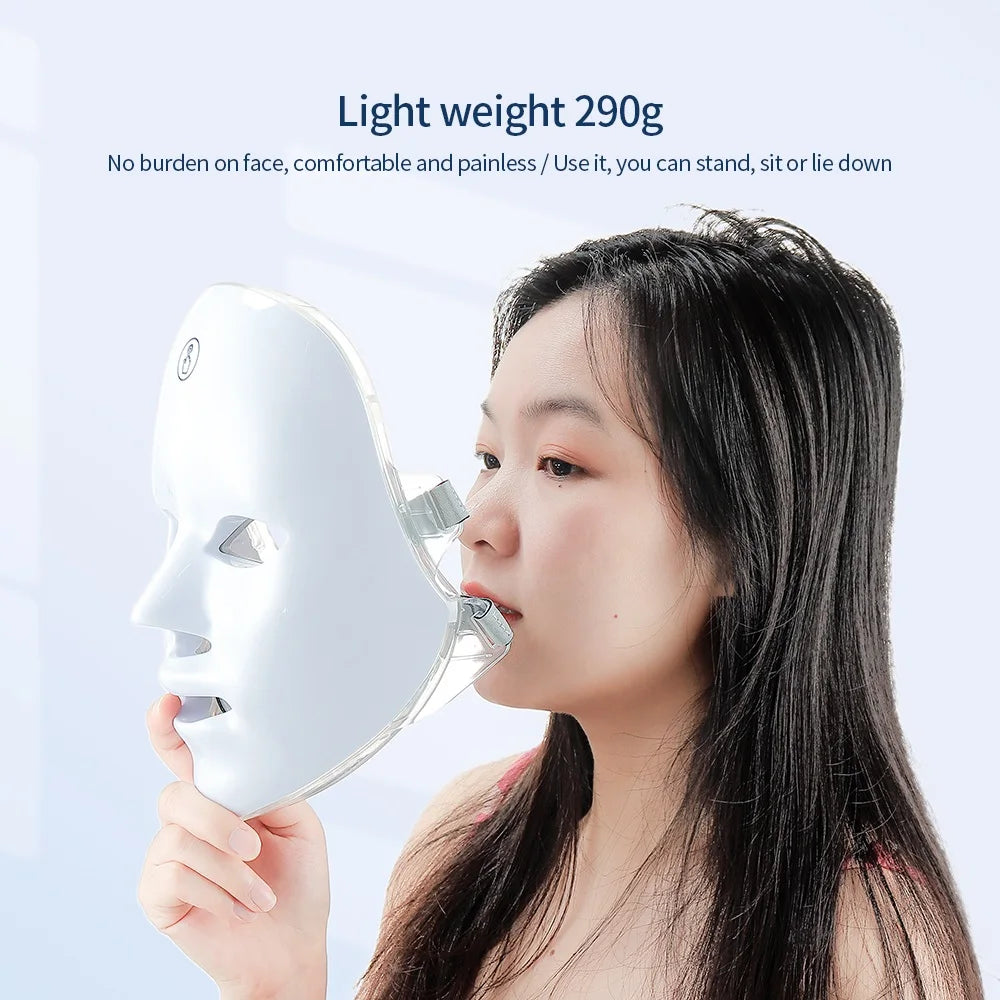 Rechargeable 7-Color LED Facial Mask – Photon Therapy for Skin Rejuvenation, Anti-Aging & Acne Care
