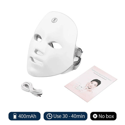 Rechargeable 7-Color LED Facial Mask – Photon Therapy for Skin Rejuvenation, Anti-Aging & Acne Care