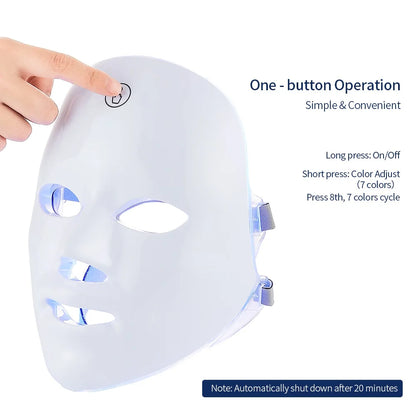 Rechargeable 7-Color LED Facial Mask – Photon Therapy for Skin Rejuvenation, Anti-Aging & Acne Care