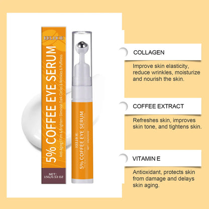5% Coffee Eye Serum – Collagen Boost, Dark Circle & Puffiness Reducer, Fine Line Tightening
